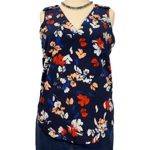 Banana Republic Tops - Banana Republic Women's M Floral Sleeveless Blouse Bow Tied Shoulders DeepV back